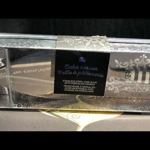🔪🎂 cake Server NWOT striped handle grey and white